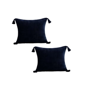 Genérico - Set De 2 Fundas De Cojin Chenille Con Borlas 45X45 Azul Oscuro