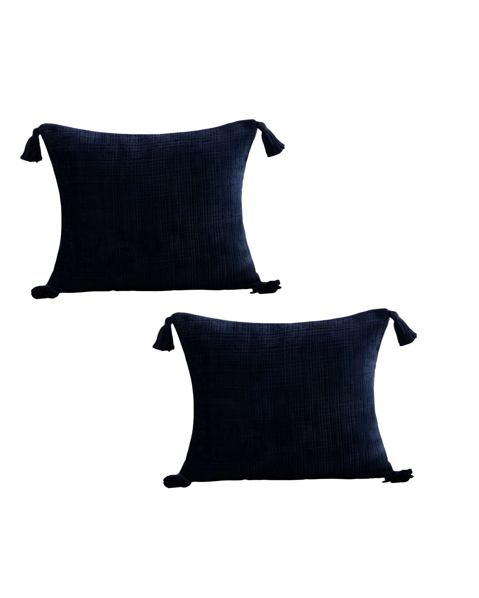 Genérico - Pack De 2 Fundas De Cojin Chenille Con Borlas 45X45 Azul Oscuro