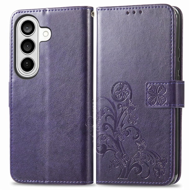 Funda Sintética FOXDOCK para Samsung Galaxy S26 | Función de Billetera y Soporte | Protección Completa-Púrpura