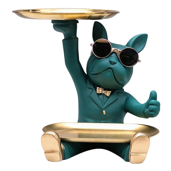 Chic Bulldog Escultura Perro Estatua Llavero Para Sala De Estar Decoración Del Hogar Verde