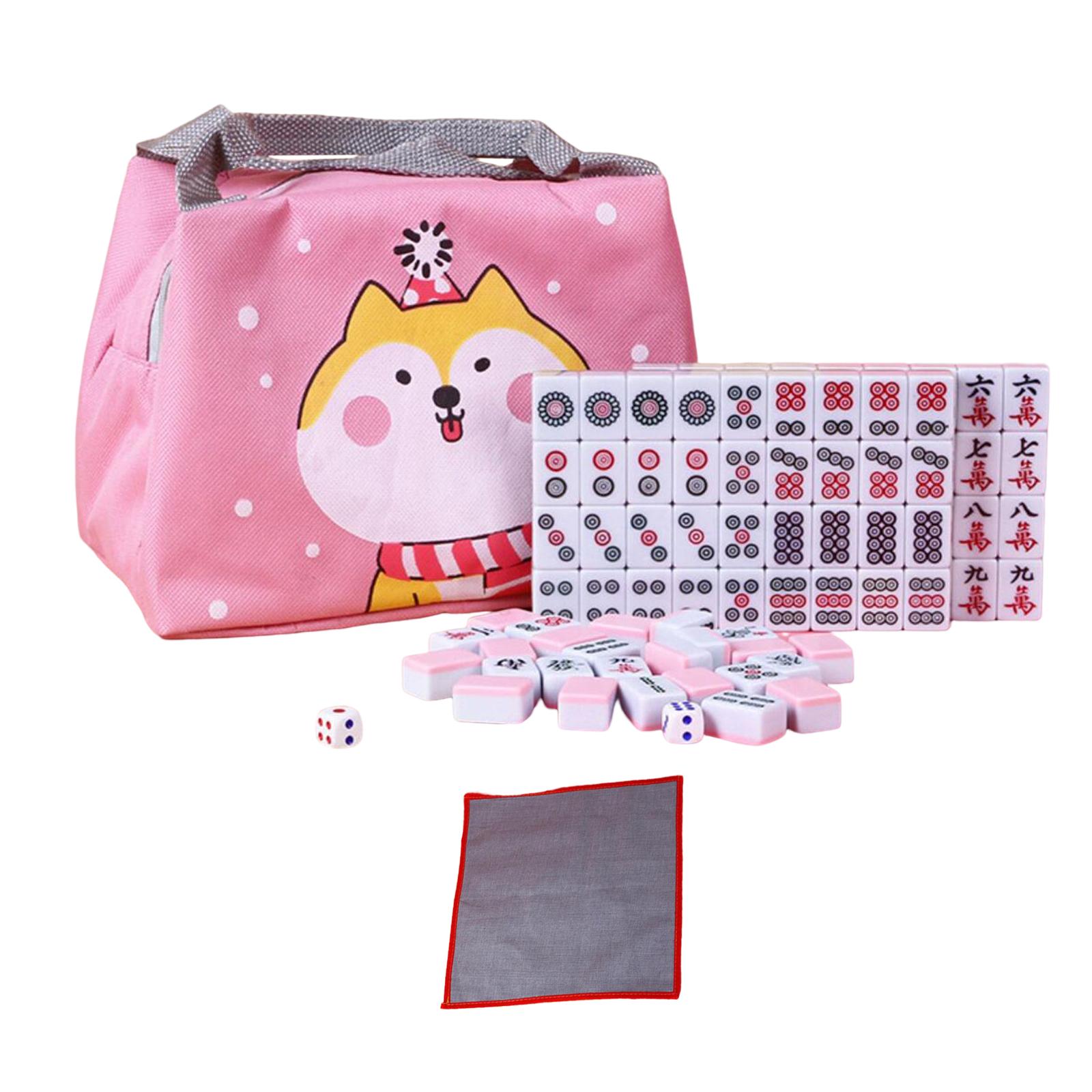 Bothyi - Juego De Mahjong Chino Con 144 Fichas, Dados Para Niños Y Niñas Adultos Rosa