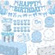 thumbnail image 1 of Artículos de fiesta HAKOTI Blue Bow para fiesta de cumpleaños para 24, 1 of 6