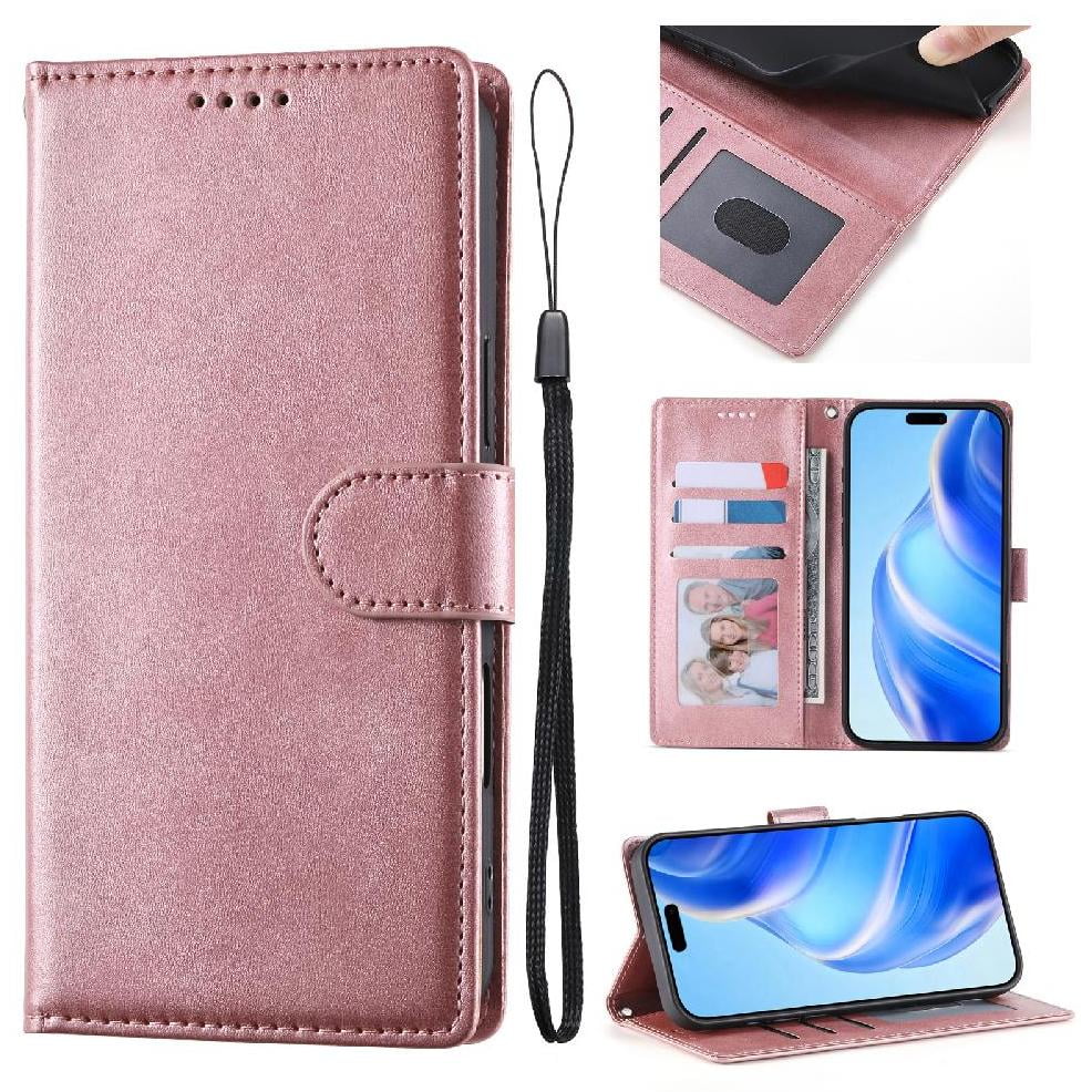 Foxdock - Funda Tipo Billetera Para Samsung Galaxy S26 Cover 2 En 1 Desmontable Con Ranuras Para Tarjetas Y Ventana De Foto, Soporte Y Correa De Muñeca Rosa