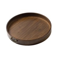 Magideal - Bandeja Redonda Decorativa Para Servir, Bandeja De Joyería, Bandeja De Tocador De Bambú Multifunción, Soporte Para Taza De Té Para Dormitorio, Cocina, M
