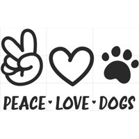 Rienda Libre Graphics - Decomural Peace Love Dogs Hand Drawn Hearts Ws-80074