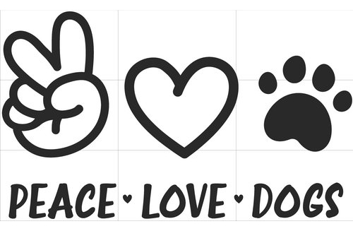 Rienda Libre Graphics - Decomural Peace Love Dogs Hand Drawn Hearts Ws-80074