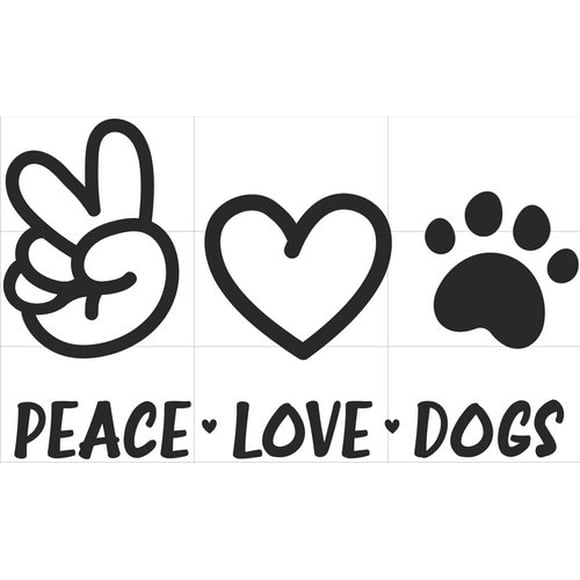 Decomural Peace Love Dogs Hand Drawn Hearts WS-80074