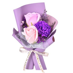 Bothyi - Ramo De Flores De Jabón Flor De Jabón Perfumada Para Acción De Gracias Aniversario Boda 15Cm Papel Violeta
