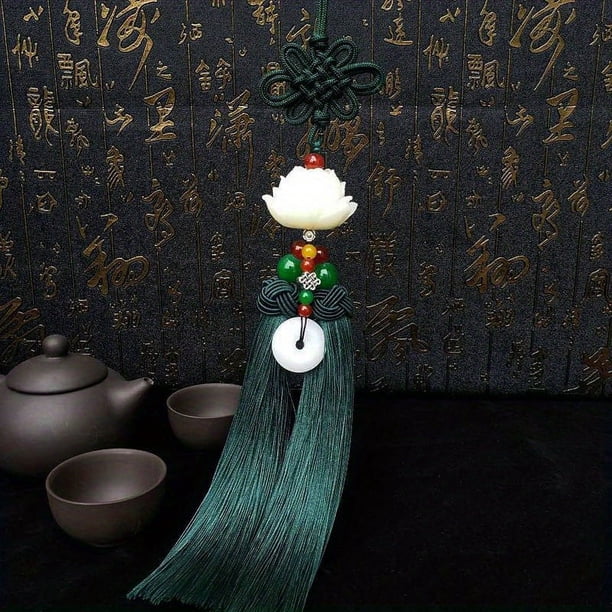 Beautiful Chinese Knot Tassel Lotus Beads Car Pendant - An Elegant Car Hanging Ornament For Car Decoration Accessaries Gift - Can Bring You Good Luck