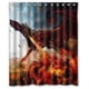 thumbnail image 1 of Cortina de ducha de baño con diseño de dragón de llamas de fuego infernal y alas de monstruo, con ganchos, tamaño 60 x 72 pulgadas, 1 of 3