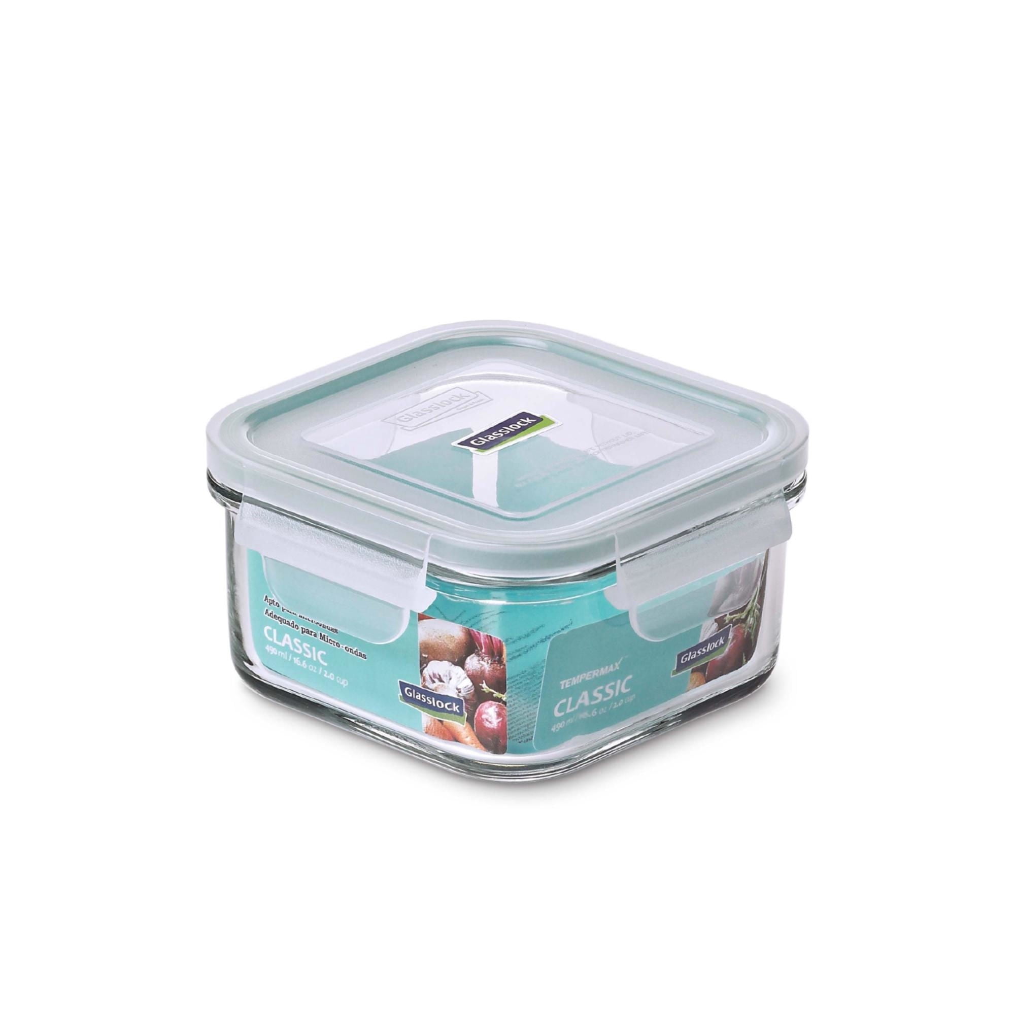 Glasslock - Hermético De Vidrio Cuadrado 490ml Transparente 1 Piezas