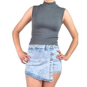 Likeshop - Top Acanalado Mujer Polera Sin Manga Cuello Alto Fashion 1001