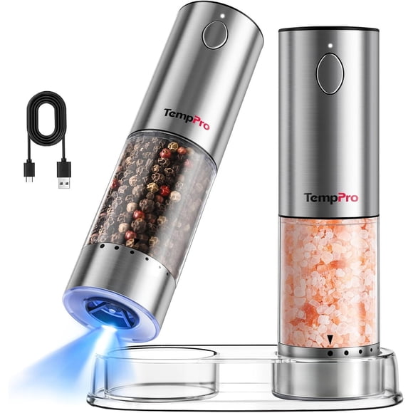 Molino de Sal y Pimienta TempPro APG7102, 2 Piezas, 100 ml, USB-C
