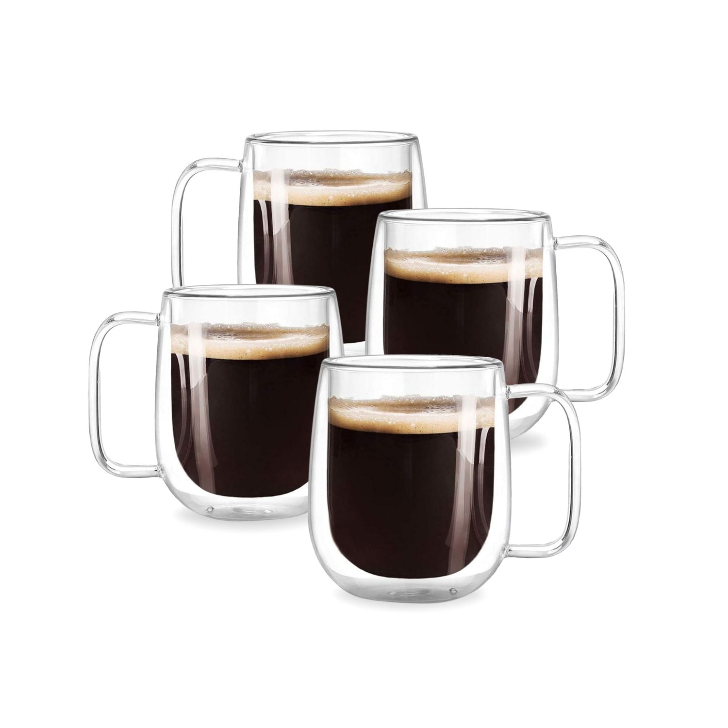 Santu Home & Deco - Set 4 Tazas Doble Pared Vidrio 350 Ml