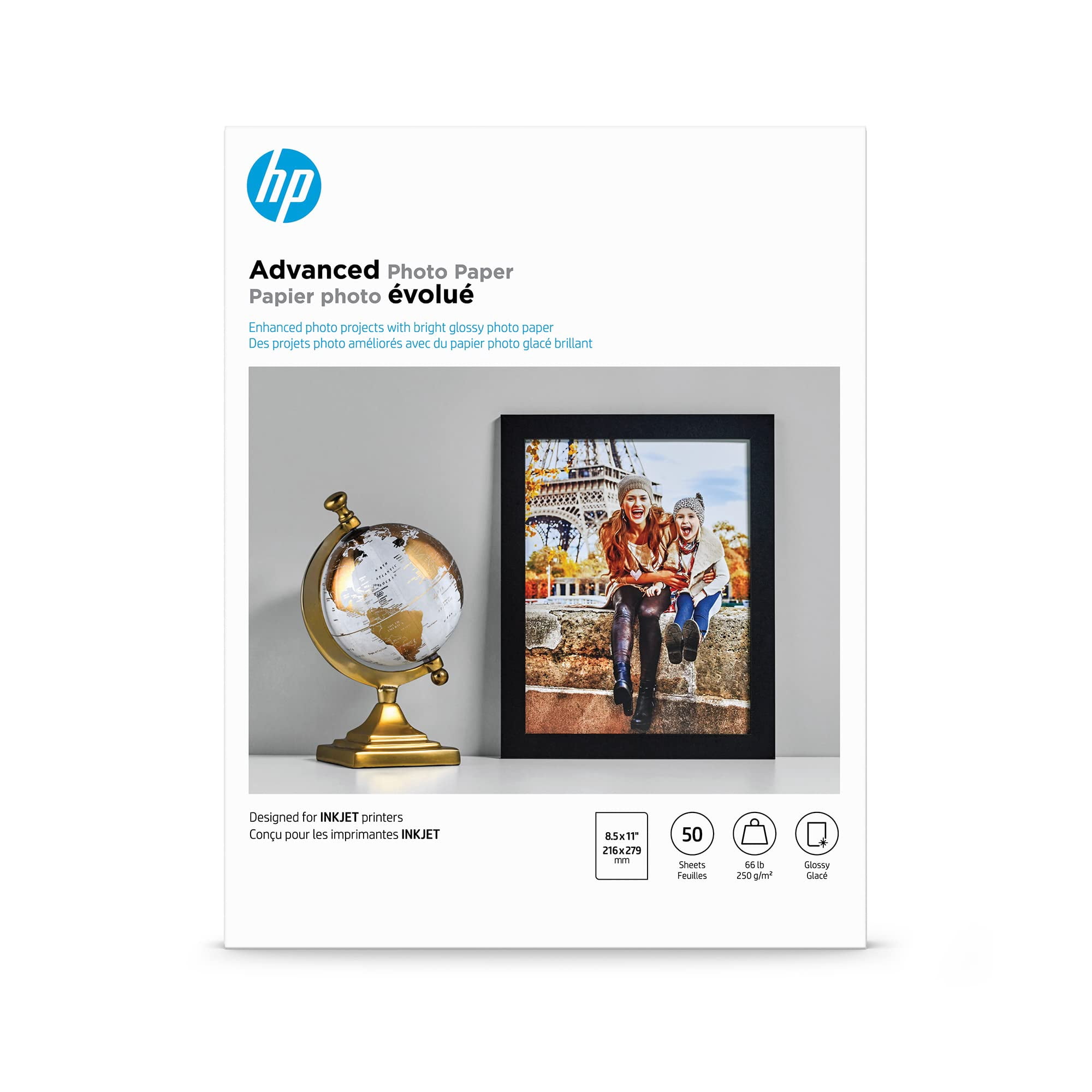 Papel Fotográfico Hp Advanced Glossy, 8.5 X 11 Pulgadas, 50 Hojas Q7853a