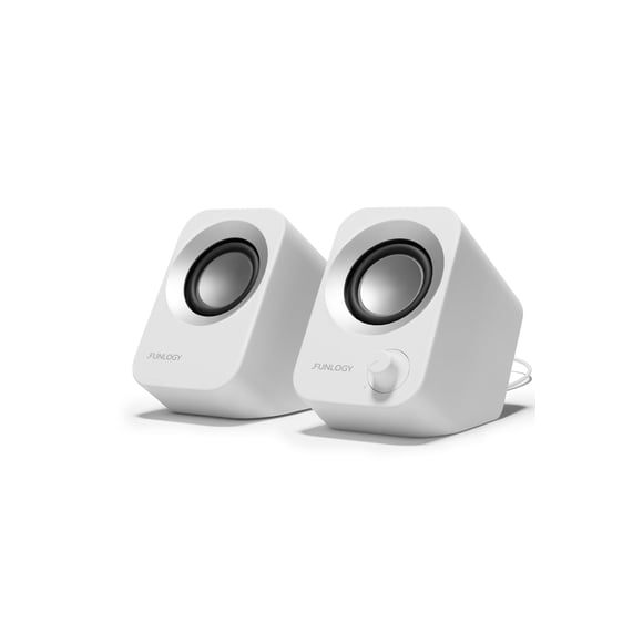 FUNLOGY Bocinas USB para PC de 14W Diseño Compacto Inclinable Blanco