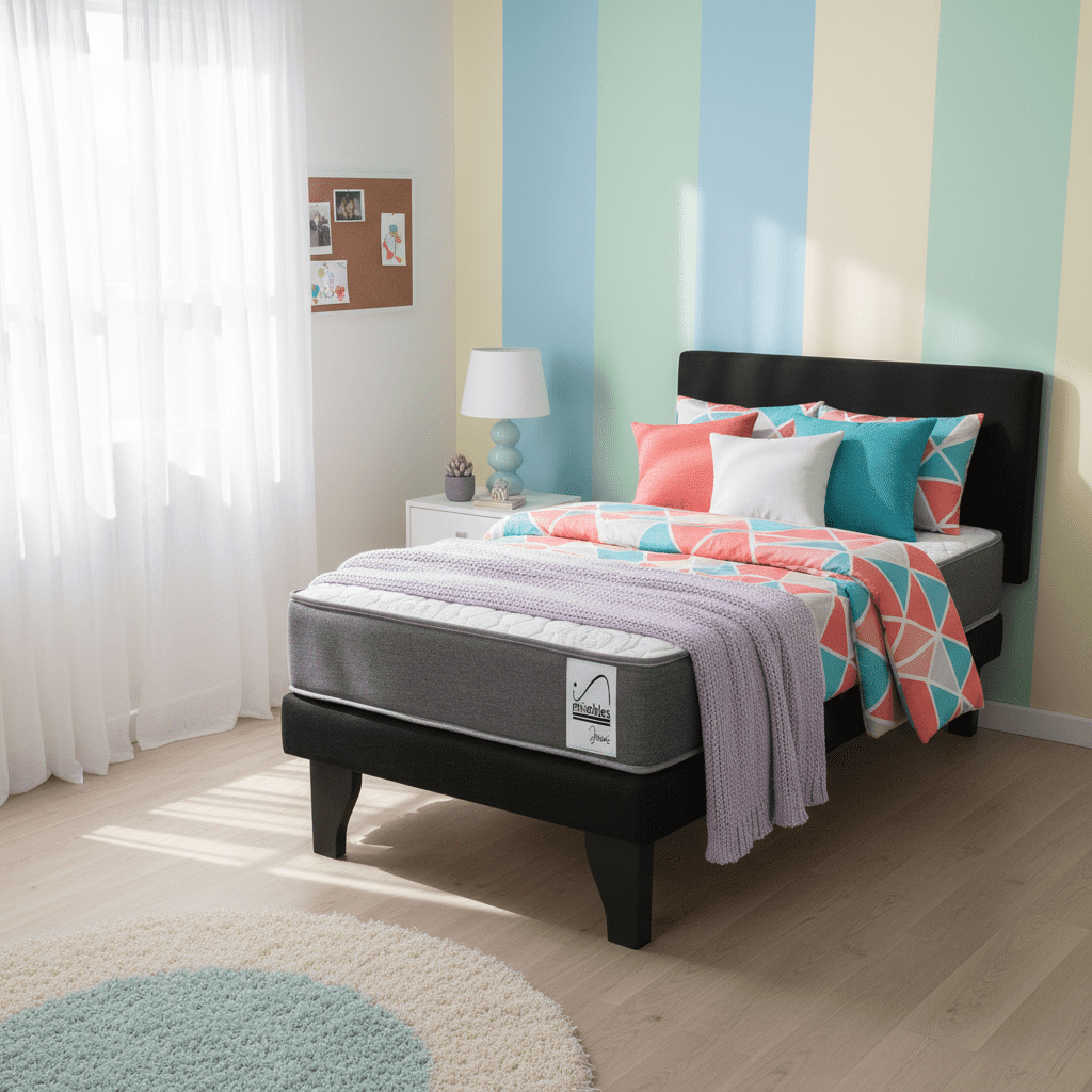 Cama Europea Basic 1 1/2 Plazas+ Respaldo Plazas Home Factory