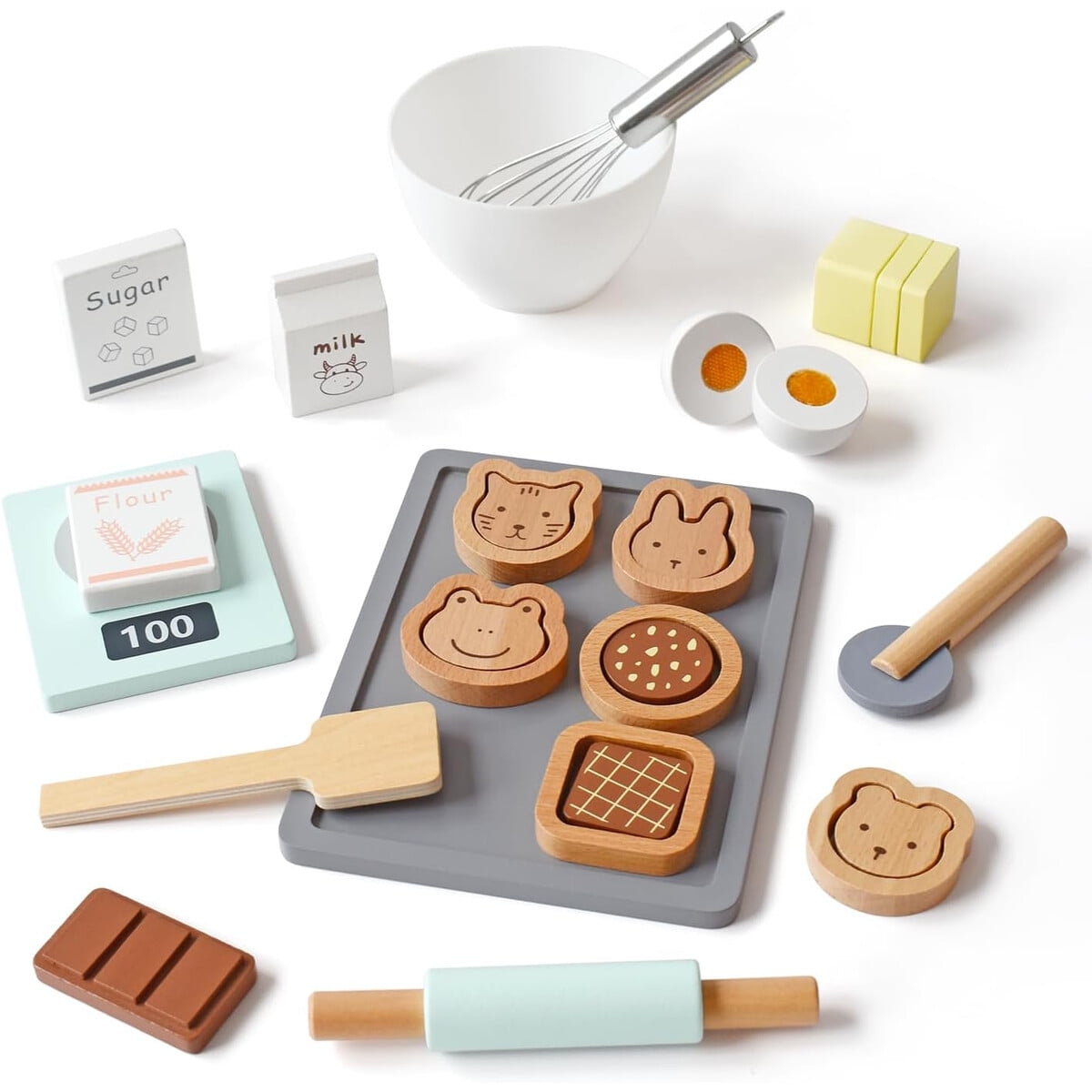 Set Cocina Juguete Madera Pairpear 28 Piezas Galletas