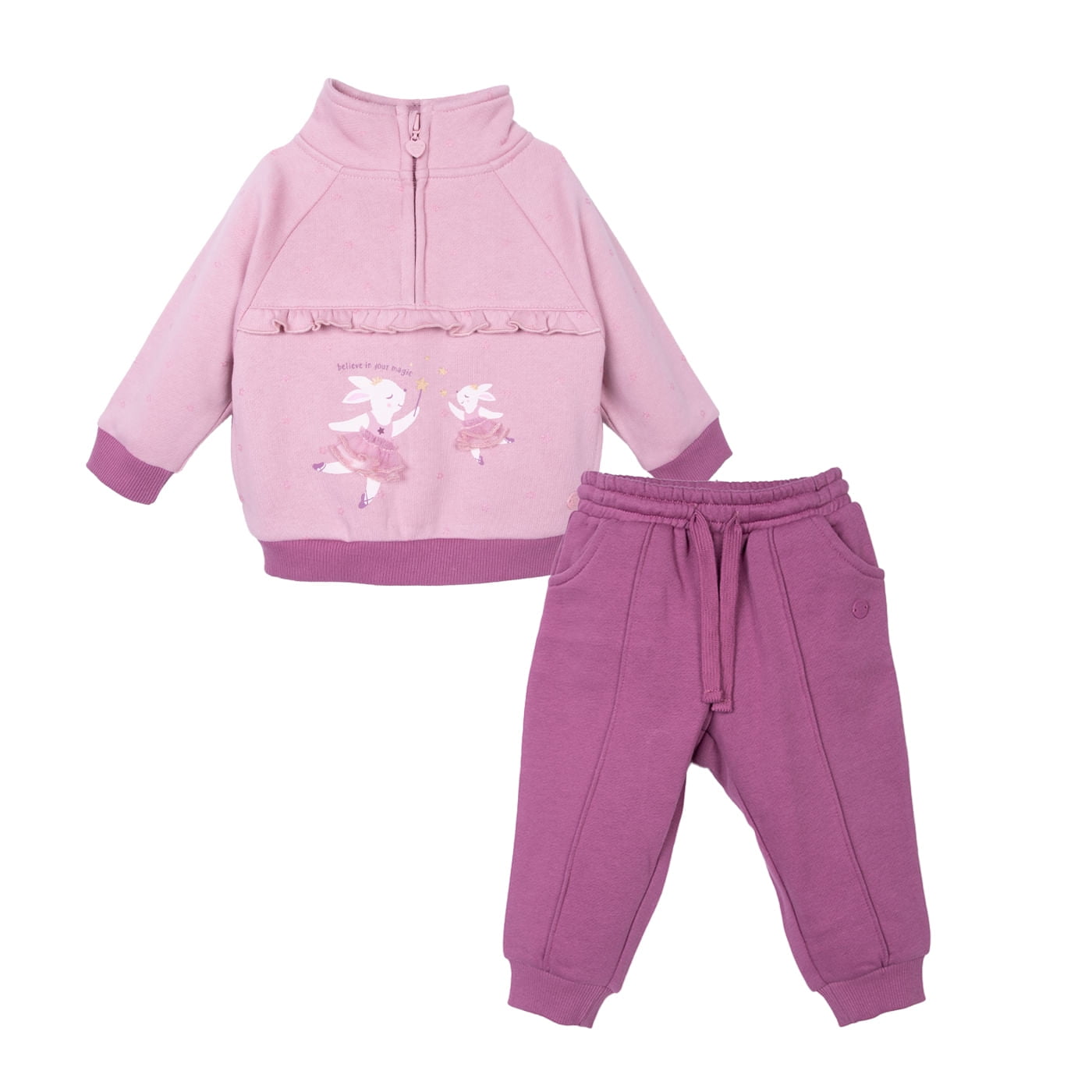 Pillin - Buzo Bebé Niña Estampado Conejitos Ciruela