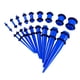 thumbnail image 1 of Kit De Estiramiento De Medidores De Oreja De 18 Piezas, Tapones Cónicos 14G-00G, Expansores Azules, 1 of 5