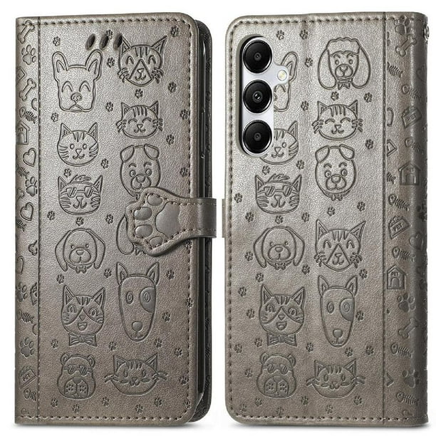 Funda Cartera FOXDOCK para Samsung Galaxy A55 5G , Flip PU con Relieve de Gatos y Perros, Tarjetero y Soporte