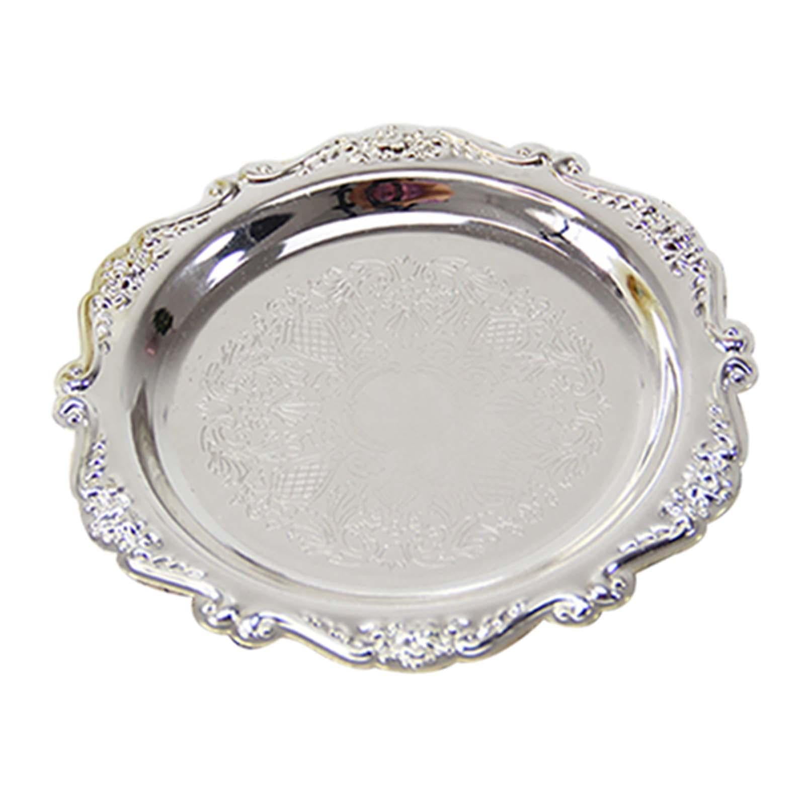 Magideal - Bandeja De Soporte Para Candelabro, Bandeja De Exhibición De Joyería, Almacenamiento De Aleación De Zinc, Plato De Vela De Granja, Bandeja Para Servir 10cm Plata