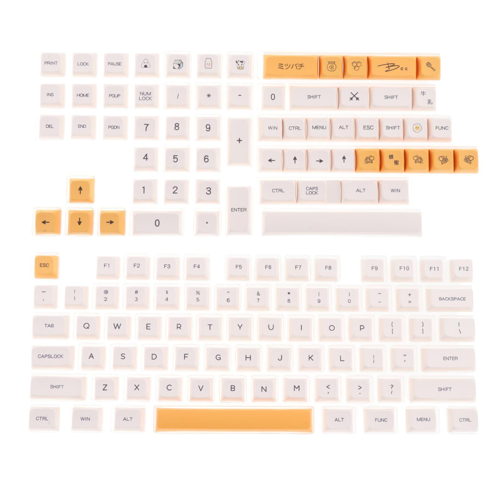 Magideal - 140 Teclas Pbt Set Amarillo Reemplaza Ensamblajes Para Teclados Mecánicos 84/98/104 Teclados 61/68/82 , Fuente Fuente Inglesa