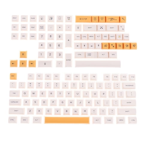 Magideal - 140 Teclas Pbt Set Amarillo Reemplaza Ensamblajes Para Teclados Mecánicos 84/98/104 Teclados 61/68/82 , Fuente Fuente Inglesa
