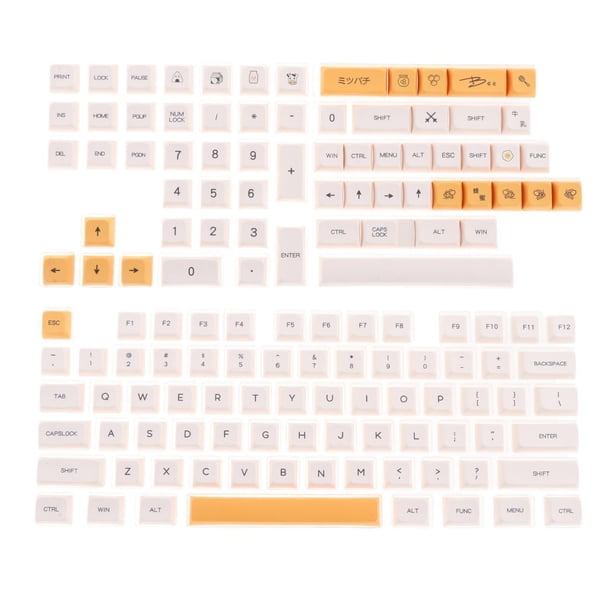 140 teclas PBT Set amarillo reemplaza ensamblajes para teclados mecánicos 84/98/104 teclados 61/68/82 , fuente fuente inglesa