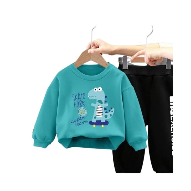 Buzo Niño Infantil Algodón 2 Piezas Poleron Celeste turquesa 48