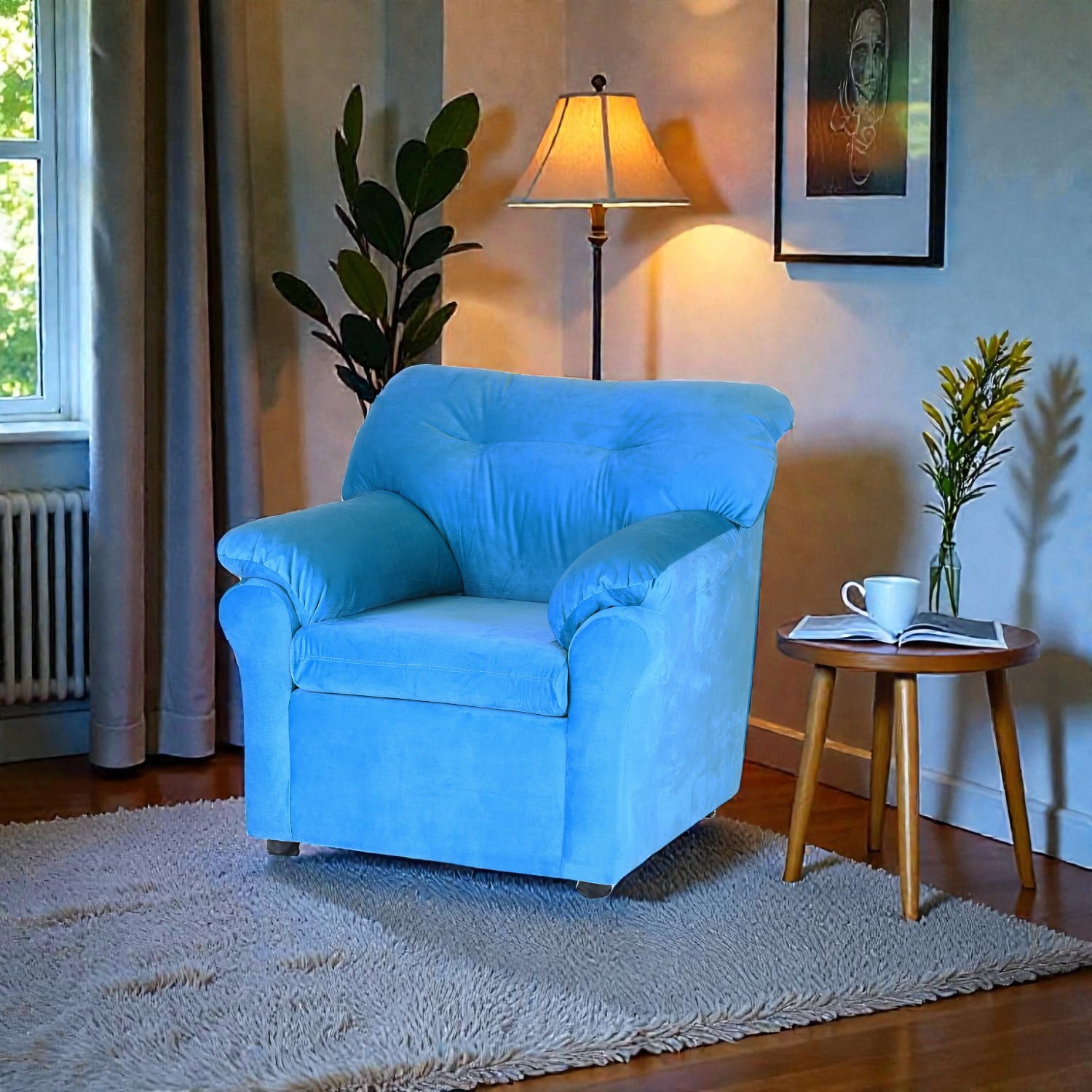 Muebles Altiro - Sofá Mateo 1 Cuerpo - Tela Felpa Turquesa