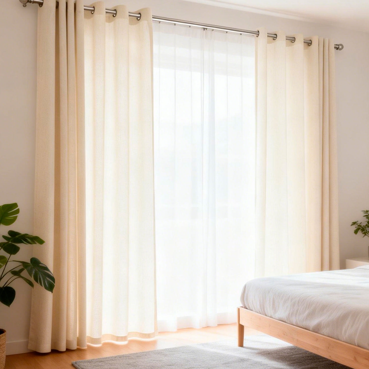 Dib - Cortina 2 Paños Velo Textura Lino Natural