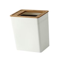 Magideal - Cubo De Basura Con Tapa De Bambú, Papelera Delgada, Contenedor De Basura Antideslizante, Contenedor Rectangular Duradero Para Cocina, Baño, Oficina, Pequeña