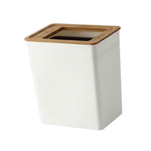 Magideal - Cubo De Basura Con Tapa De Bambú, Papelera Delgada, Contenedor De Basura Antideslizante, Contenedor Rectangular Duradero Para Cocina, Baño, Oficina, Pequeña
