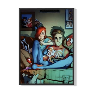 Creango - Cuadro Poster Enmarcado Spiderman Y Mary Jane Decorativo