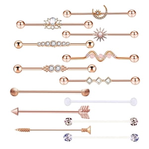 Ioensy - 13X Aretes Industriales Con Pesas Barra Recta Para Mujeres Hombres Aretes Con Perno