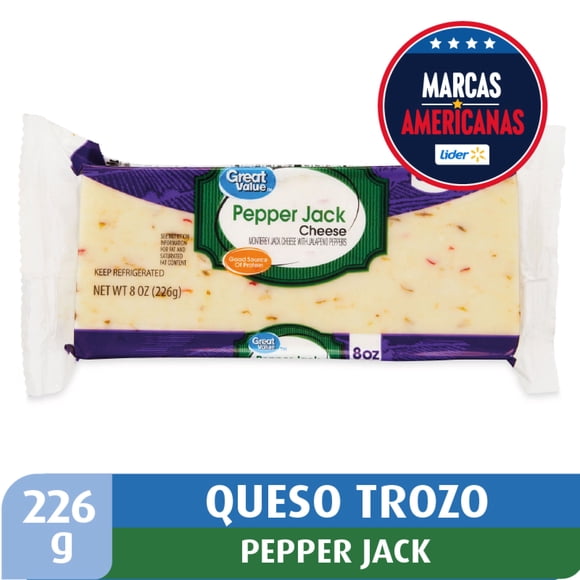 Queso Pepper Jack Trozo Coctel, 226 g