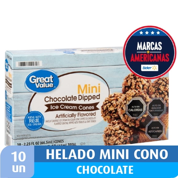 Helado Mini Conos Chocolate Bañados Caja, 10 Un
