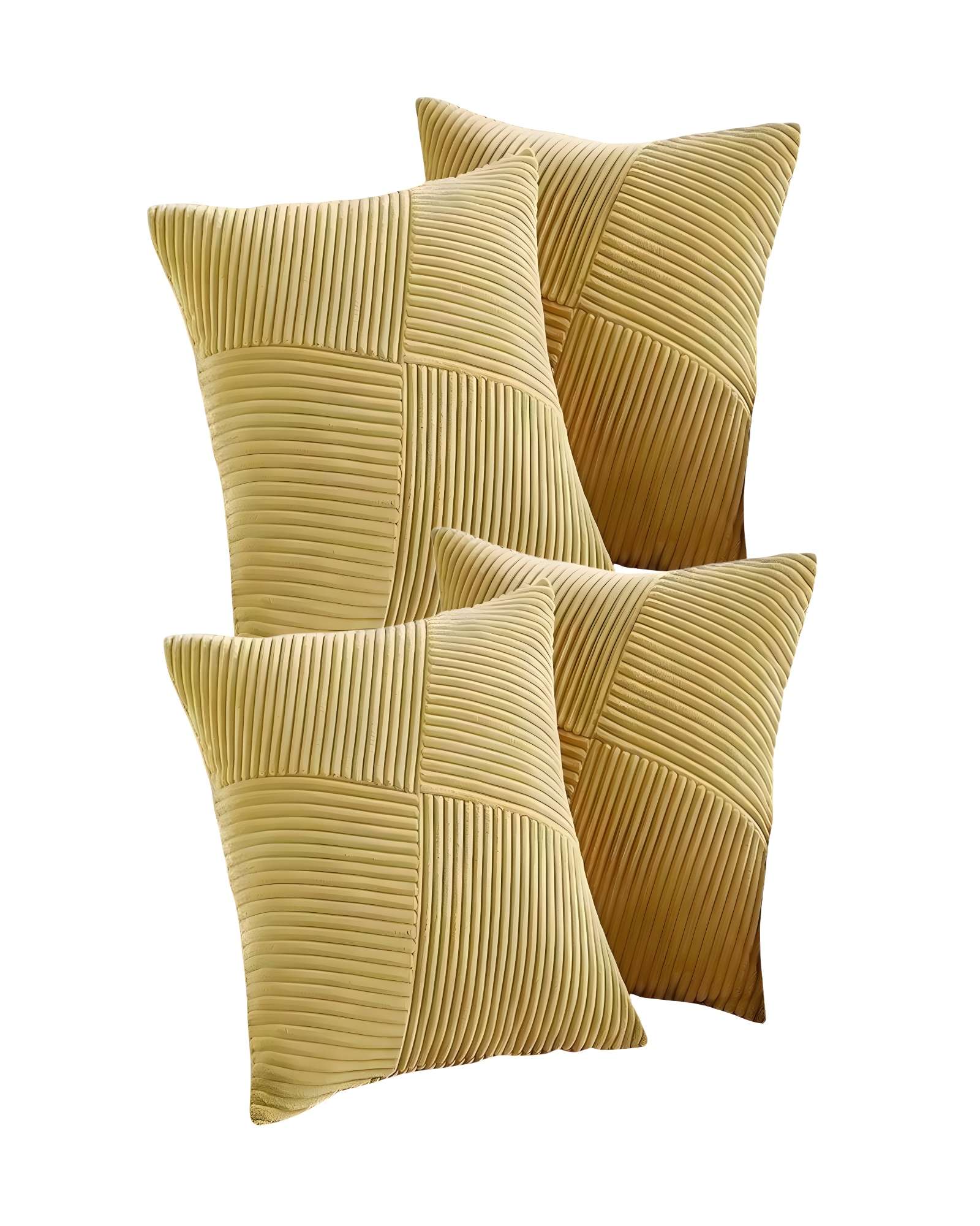 Genérico - Pack De 4 Fundas De Cojin Felpa Amarillo