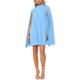 thumbnail image 2 of INSPIRE CHIC Vestido de Mujer de Gasa con Capa, Vestido con Mangas de Capa Fluidas, Vestido Plisado Azul 2XL, 2 of 6