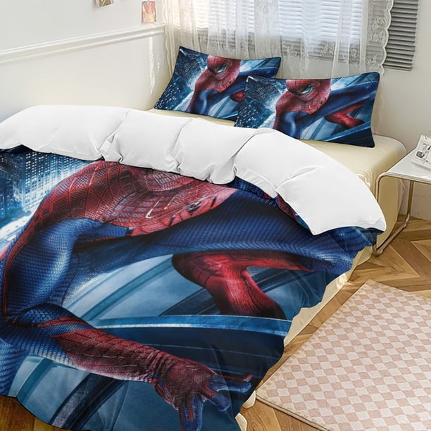 Spider-Man 3-Piece Twin Bed Set - Includes 1 Single Quilt And 2 Pillow Cases Bedding - Fade Resistant Microfiber - Spider