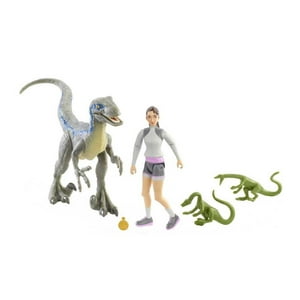 Dinosaurio De Juguete Mattel Jurassic World Figura De Yaz Y Velociraptor Blue