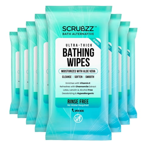 Toallitas De Baño Scrubzz Extra Grandes Para Adultos, 80 Toallitas