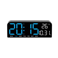 Magideal - Reloj Despertador Digital De 4 Niveles De Brillo Ajustable Con Pantalla De Temperatura Para Mesita De Noche, Mesa, Pared, Dormitorio, Mesita De Noche , Azul