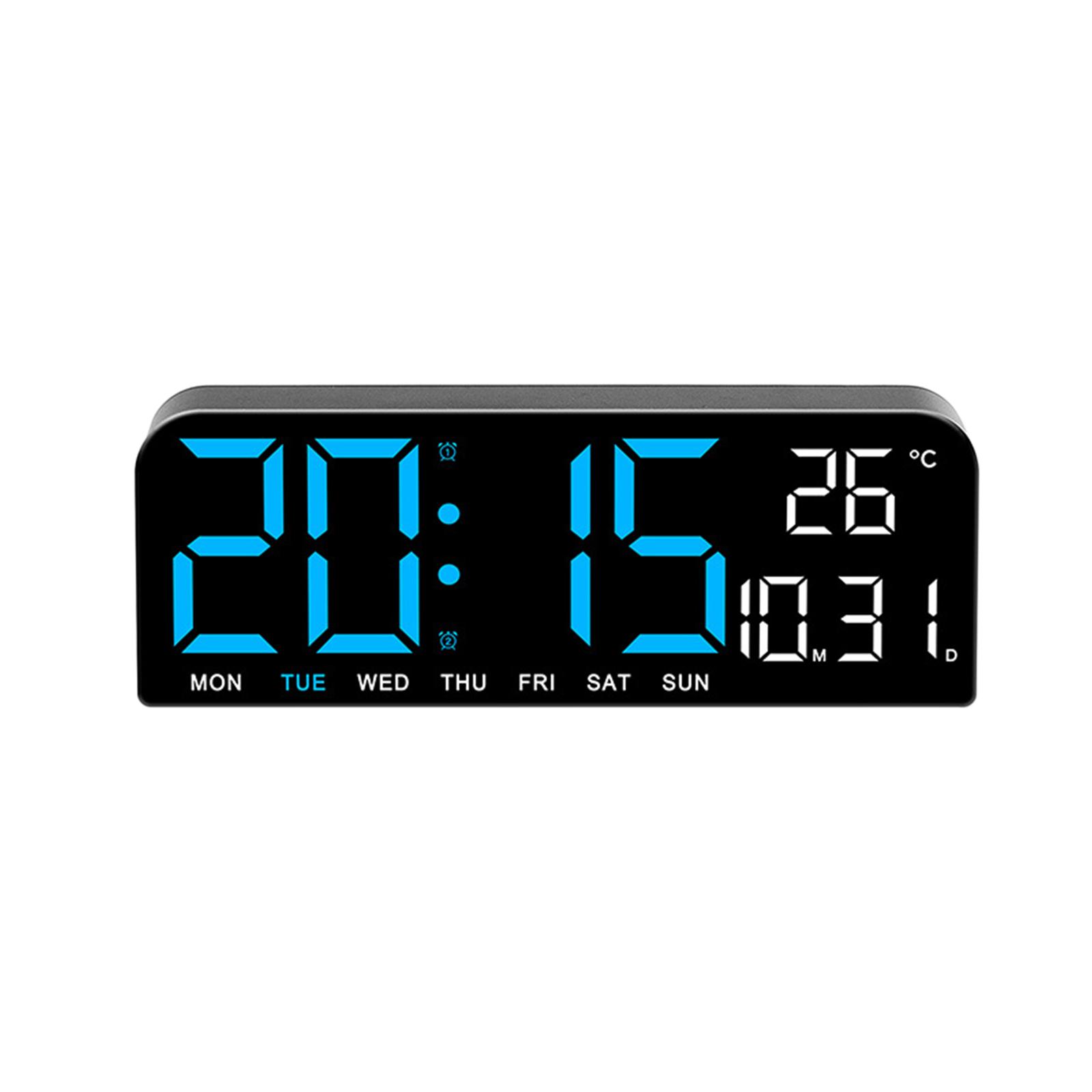 Magideal - Reloj Despertador Digital De 4 Niveles De Brillo Ajustable Con Pantalla De Temperatura Para Mesita De Noche, Mesa, Pared, Dormitorio, Mesita De Noche , Azul