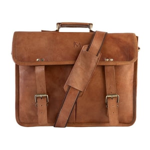 Maletín De Cuero Natural. Vintage. Laptop Notebook Grande. Franz Mossi
