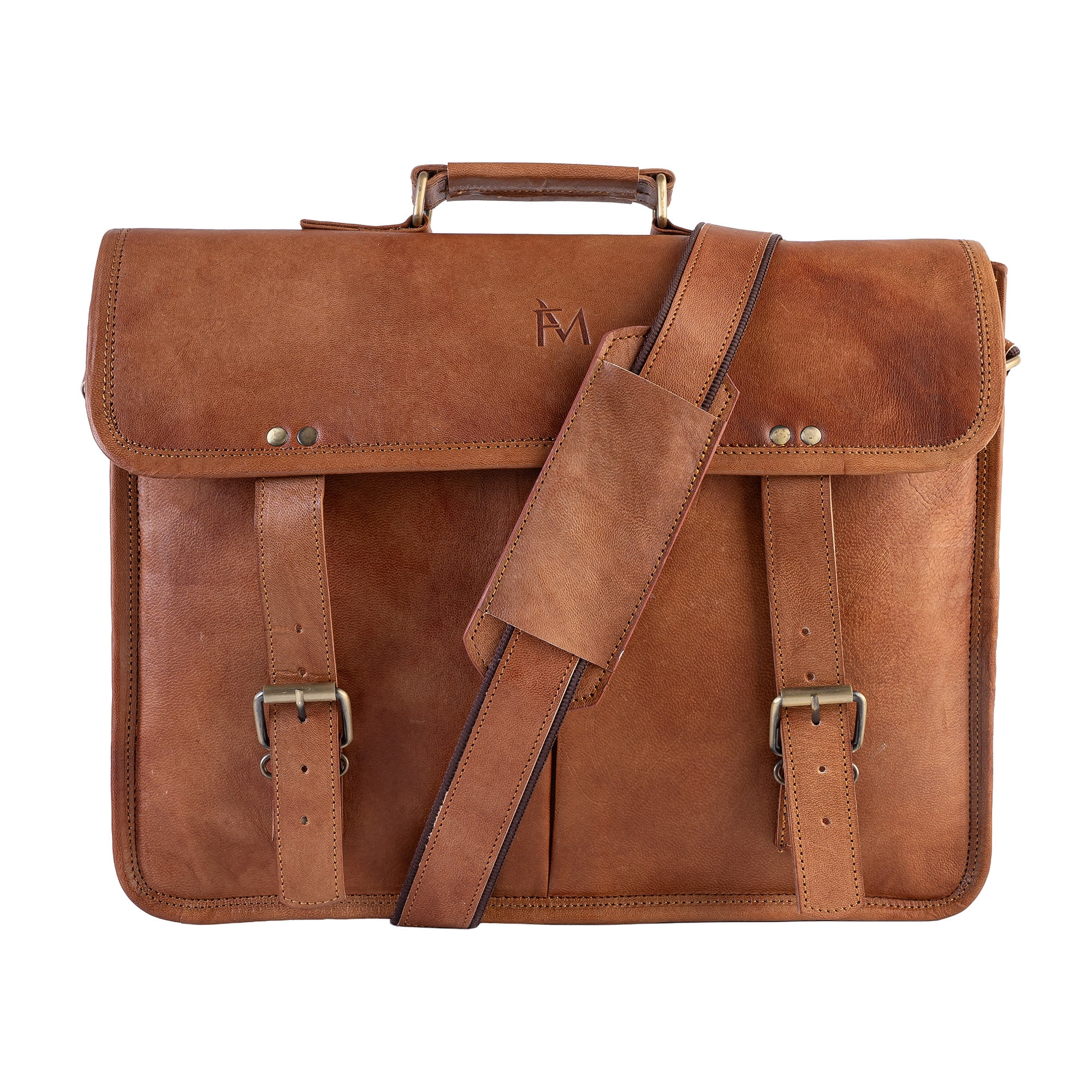 Maletín De Cuero Natural. Vintage. Laptop Notebook Grande. Franz Mossi