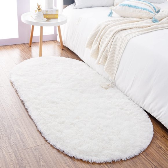 Alfombra Noahas Ultra Soft Fluffy de 80 x 160 cm, color blanco crema