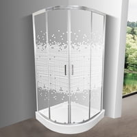 Shower Door Curvo Elegant Joytek Mosaicos Blancos Con Receptáculo 90X90 Cm