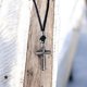 thumbnail image 5 of Collar BlueRica 46‑91 cm con colgante de cruz y cordón negro, 5 of 6